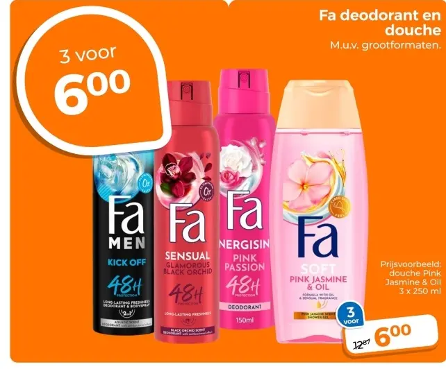 Aanbieding: Fa deodorant en douche