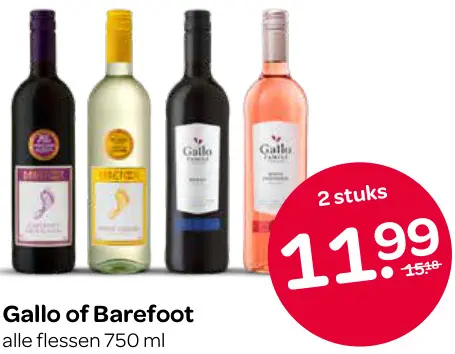 Aanbieding: Gallo & Barefoot Alle flessen