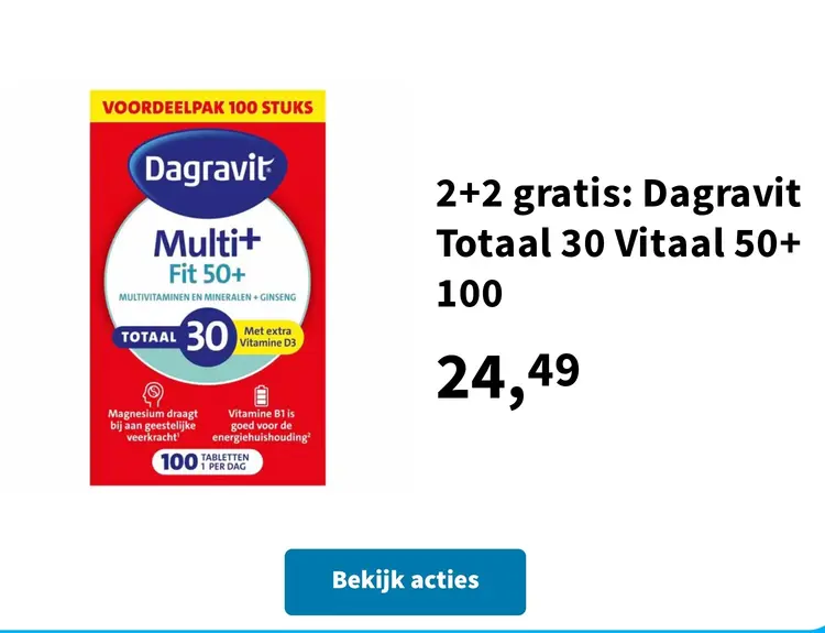 Promotie: 2+2 gratis: Dagravit Totaal 30 Vitaal 50+ 100