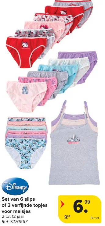 Promotie: Set van 6 slips of 3 verfijnde topjes