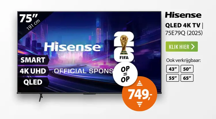Aanbieding: Hisense QLED 75E79Q (2025)