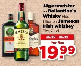 Aanbieding: Jägermeister en Ballantine's Whisky en Jameson Irish whiskey