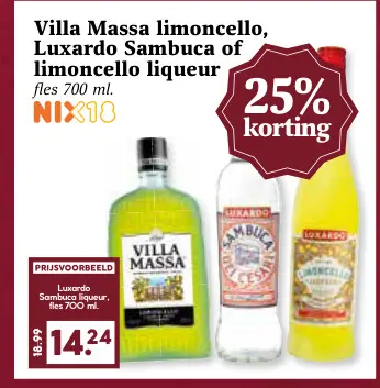 Aanbieding: Villa Massa limoncello, Luxardo Sambuca of limoncello liqueur