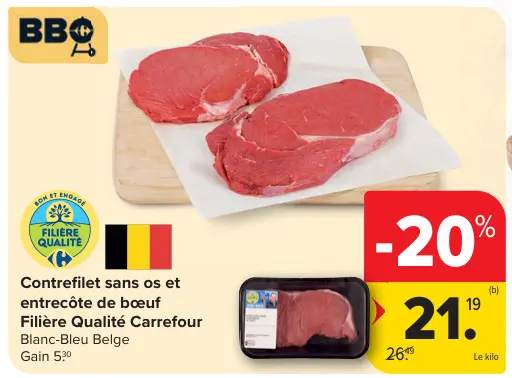 Offre: Contrefilet sans os et entrecôte de bœuf