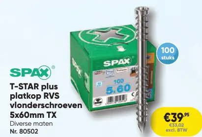 Promotie: T-STAR plus platkop RVS vlonderschroeven