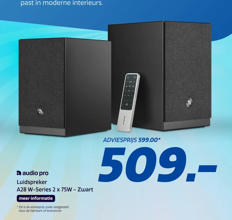 Aanbieding: Audio Pro A28 Smart Multiroom Actief Boekenplank 2x75W Zwart