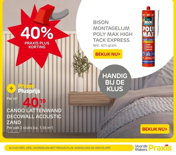 Aanbieding: Cando lattenwand decowall acoustic zand