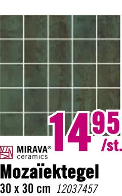 Aanbieding: MIRAVA Mozaïektegel Glasgow turquoise 30x30 cm