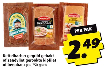 Aanbieding: Dettelbacher gegrild gehakt of Zandvliet gerookte kipfilet