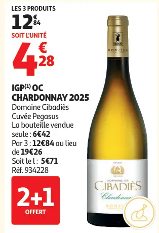 Offre: IGP OC CHARDONNAY 2025 Domaine Cibadiès Cuvée