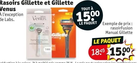 Offre: Rasoirs Gillette et Gillette Venus