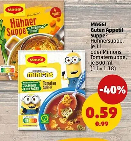 Aanbieding: Guten Appetit Suppe Hühnersuppe oder Minions 