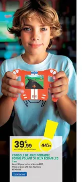 Offre: CONSOLE DE JEUX PORTABLE FORME VOLANT 30 JEUX