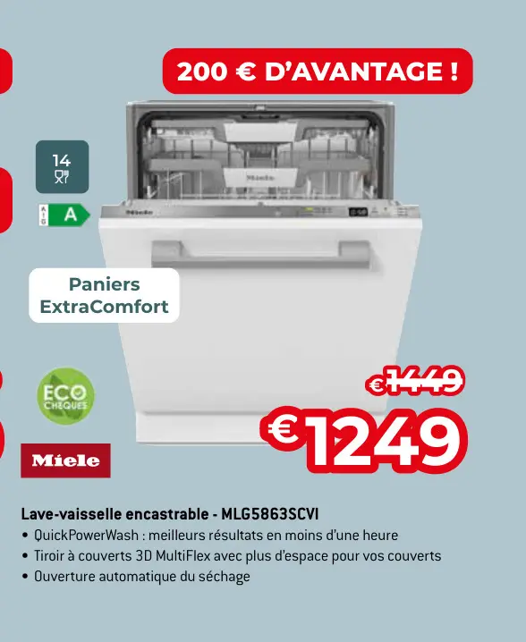 Offre: Lave-vaisselle encastrable - MLG5863SCVI