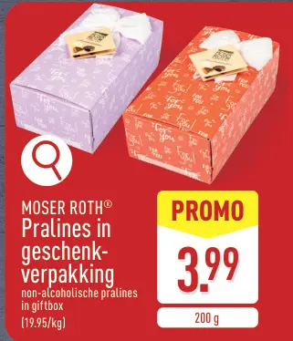 Promotie: Pralines in geschenkverpakking