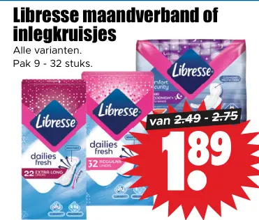 Aanbieding: Maandverband of inlegkruisjes