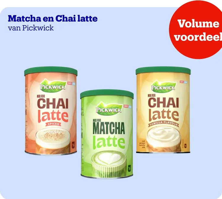 Promotie: Matcha en Chai latte