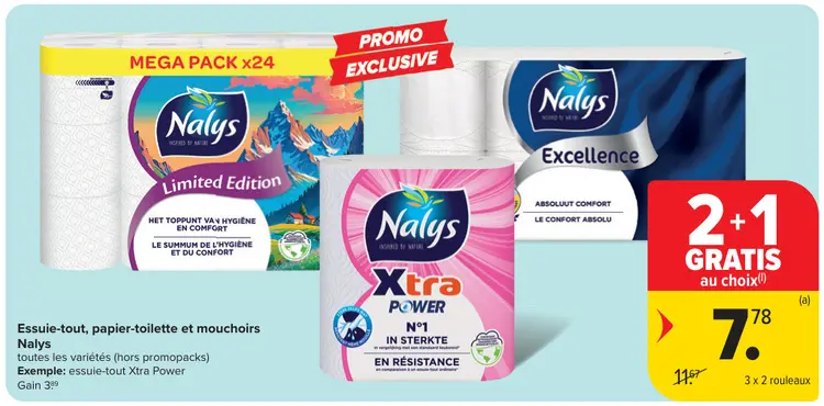 Offre: Essuie-tout, papier-toilette et mouchoirs