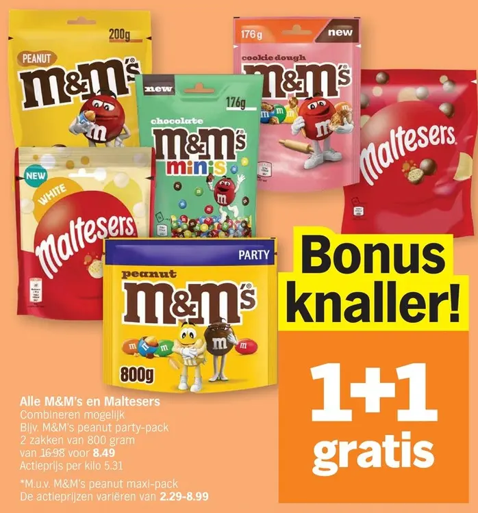 Promotie: Alle M&M's en Maltesers