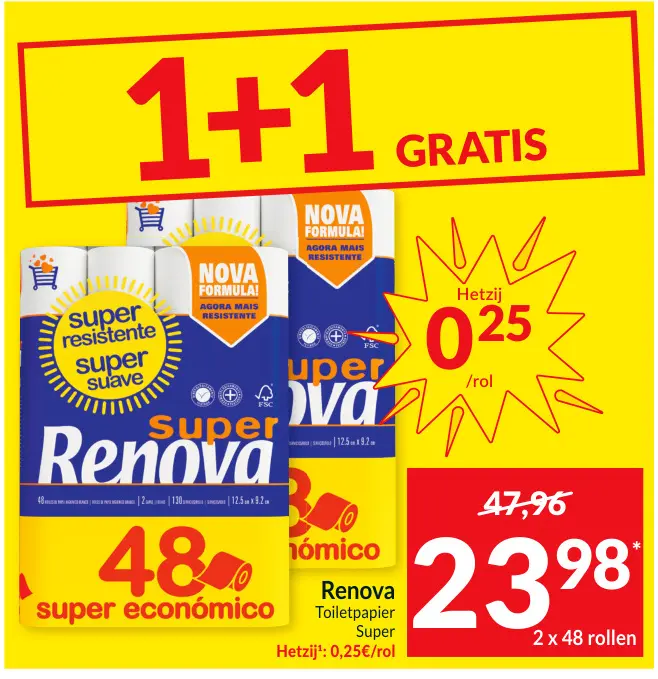Promotie: Renova Toiletpapier Super