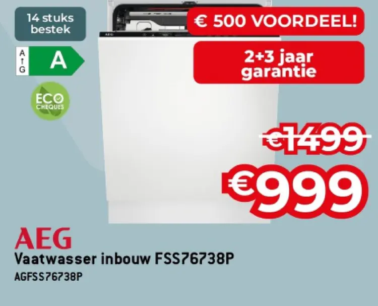Promotie: Vaatwasser inbouw FSS76738P