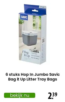 Aanbieding: 6 stuks Hop In Jumbo Savic Bag it Up Litter Tray bags