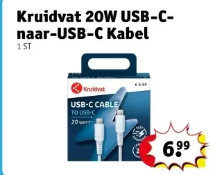 Aanbieding: Kruidvat 20W USB-C-naar-USB-C Kabel