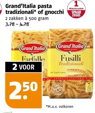 Aanbieding: Grand'Italia pasta tradizionali* of gnocchi