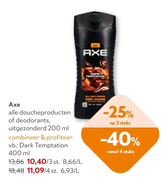 Promotie: Axe alle doucheproducten of deodorants