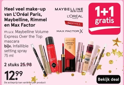 Aanbieding: Make-up van L'Oréal Paris, Maybelline, Rimmel