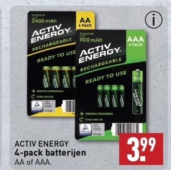 Aanbieding: ACTIV ENERGY 4 - pack batterijen