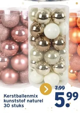 Aanbieding: Kerstballenmix kunststof naturel