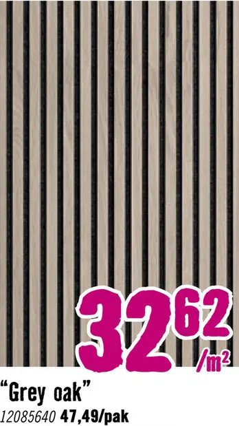 Aanbieding: 3D Akoestisch paneel grey oak 2600x560x18 mm