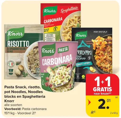 Promotie: Pasta Snack, risotto, pot Noodles, Noodles blocks en Spaghetteria