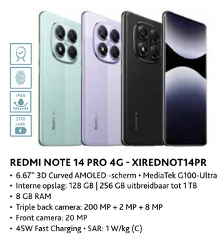 Aanbieding: REDMI NOTE 14 PRO 4G - XIREDNOT14PR