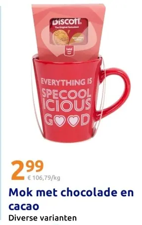 Aanbieding: Mok met chocolade en cacao