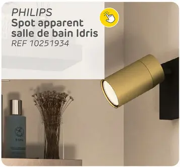Offre: Spot apparent salle de bain philips idris - noir, laiton - gu10