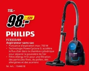 Offre: Aspirateur sans sac
