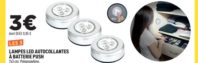 Offre: Lampes led autocollantes à batterie push