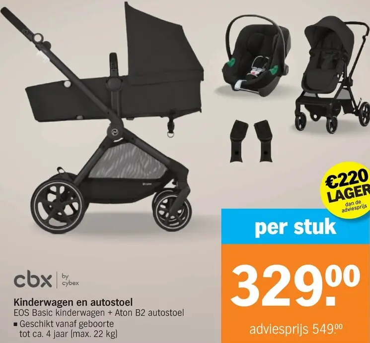Promotie: Kinderwagen en autostoel EOS Basic kinderwagen + Aton B2 autostoel