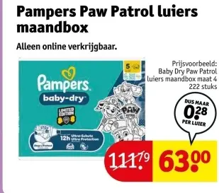 Aanbieding: Pampers Paw Patrol luiers maandbox