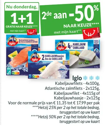 Promotie: Kabeljauwfilets, Atlantische zalmfilets, Kabeljauw