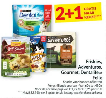 Aanbieding: Friskies, Adventuros, Gourmet, Dentalife of Felix