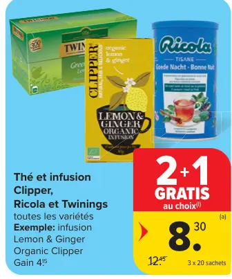 Offre: Thé et infusion Clipper, Ricola et Twinings