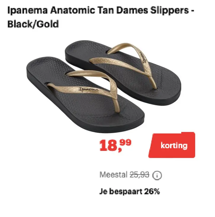 Promotie: Anatomic Tan Dames Slippers - Black/Gold