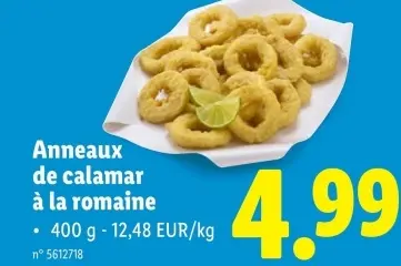 Offre: Anneaux de calamar à la romaine
