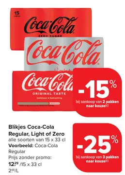Aanbieding: Blikjes Coca-Cola Regular, Light of Zero