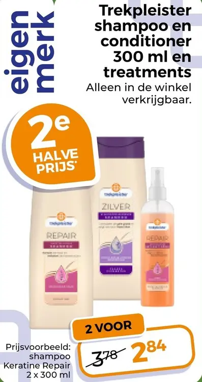 Aanbieding: Shampoo en conditioner 300 ml en treatments