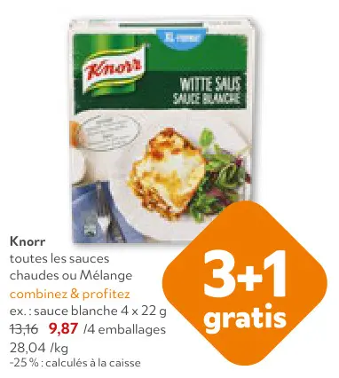 Offre: Knorr toutes les sauces chaudes ou Mélange