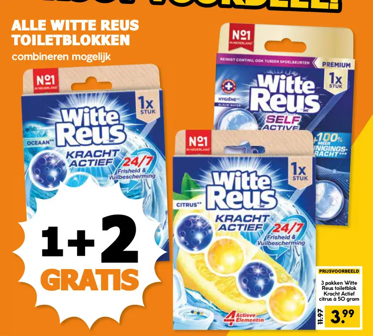 Aanbieding: Witte Reus toiletblok Kracht Actief citrus